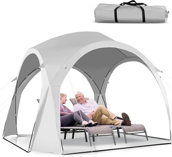 KOMFOTTEU Opvouwbare zonnetent, strandtent, 3,27 x 3,27 m, met UPF 50+ bescherming, strandtent met draagtas, voor 5-6 personen, draagbaar, strandtent voor familie, strand, camping van komfotteu