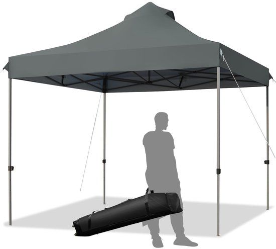 KOMFOTTEU Vouwpaviljoen, 3 x 3 m, paviljoen, waterdicht, stabiel, tuinpaviljoen, in hoogte verstelbaar met roldraagtas, partytent, tuintent, zonwering voor outdoor, feest, festival, markt van Merkloos