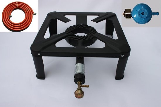 Konder Wokbrander - Campingkooktoestel - 40x40cm - 6500W - inclusief slang en drukregelaar van Merkloos