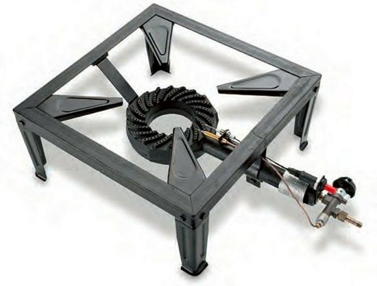 Kookbrander Deluxe - wokbrander - Thermisch beveiligd met piezo ontsteking - gietijzeren ringbrander 7,4 KW - 4 poot van BluMill