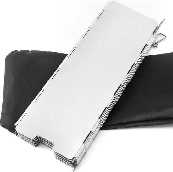 Kookplaat windscherm - Kampeerwindscherm - Efficiënt koken buiten - Opvouwbaar aluminium ontwerp - 10 tot 16 platen - Aluminiumkleurig