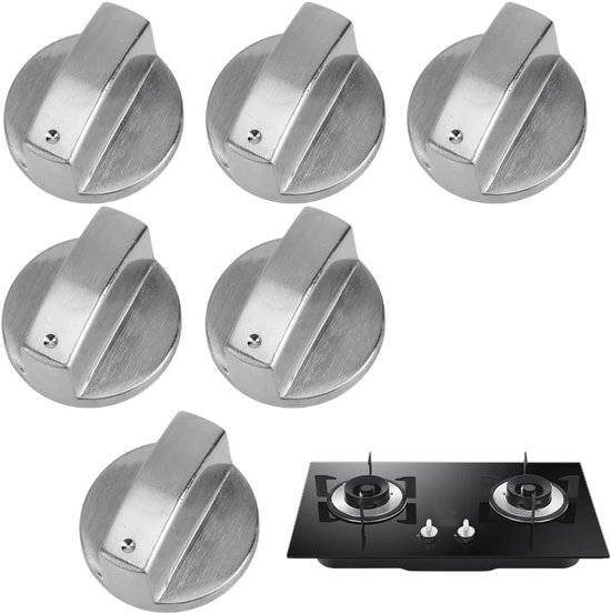 Kookplaatknoppen 6 mm - Set van 6 reserveaccessoires voor gasfornuis en oven