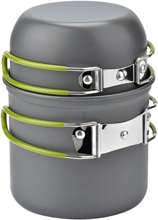 Kookset voor Buiten - Aluminium - Compacte Pot en Pan Set - Ideaal voor Kamperen en Backpacken