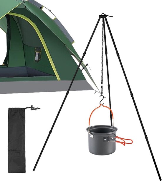 Kookstatief Camping - Outdoor Kooktoestel - Maaltijden Bereiden - Verstelbare Ketting - 32.6 cm Lengte - Aluminiumkleur