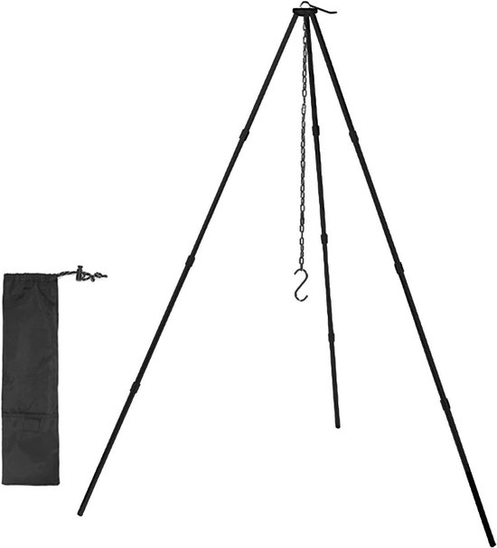 Kookstatief Camping - Outdoor Statief - Maaltijden Bereiden - Verstelbare Ketting - Lichtgewicht 0.5kg - Aluminiumkleur