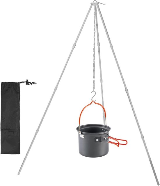 Kookstatief - Camping Statief - Buiten Koken - Verstelbare Ketting - 05 kg - Aluminium