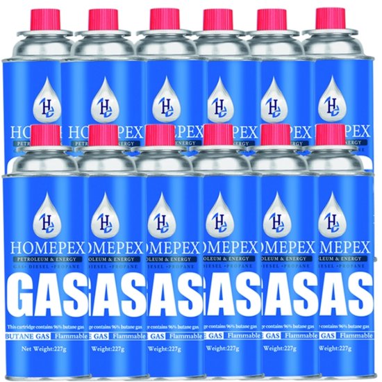 Kookstel gasflessen - Butaan Gasflessen - 12x 227g -camping Gasbussen van Kemper