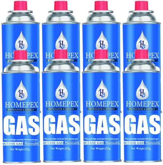 Kookstel gasflessen -Butaan Gasflessen - 8x 227g -camping Gasbussen van MaxxGarden