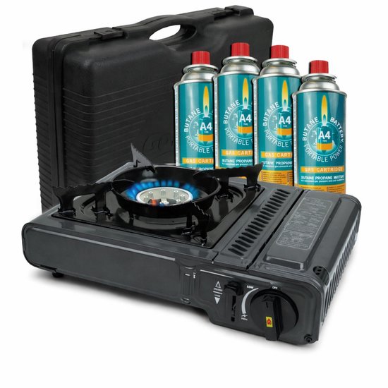 Kooktoestel op Gas - incl 4 Butaan Gasbussen - Gas Stove - Camping Kooktoestel - Gaspit - Gasfornuis - Gasstel - Cooker - Draagkoffer van Merkloos
