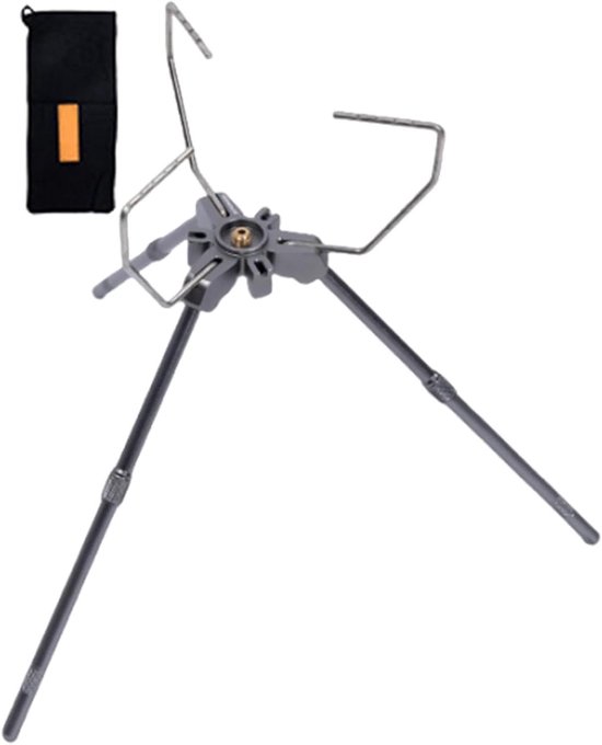 Kooktoestel Statief - Outdoor Kookhouder - Kamperen en Wandelen - In Hoogte Verstelbaar - 32.5 x 37 cm - Zilver