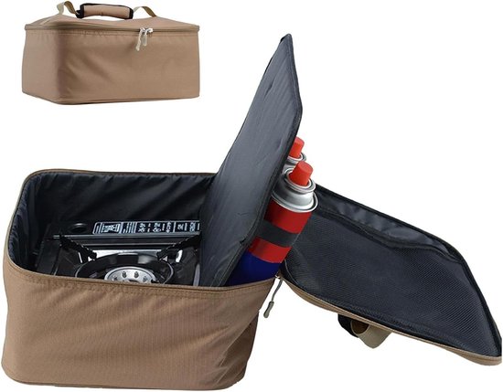 Kooktoestel Tas - Fornuis Opbergtas - Kamperen Outdoor - Dubbellaags Ontwerp - 35x33x10 cm - Zwart