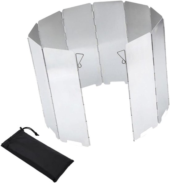Kooktoestel Windscherm - Kampeer Windvanger - Buiten Koken - 9 Opvouwbare Platen - 65x13 cm - Willekeurig