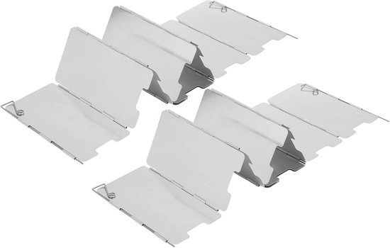 Kooktoestel Windscherm - Windplank Kooktoestel - Buiten Koken - Opvouwbaar Lichtgewicht - 9 Platen - Zilver