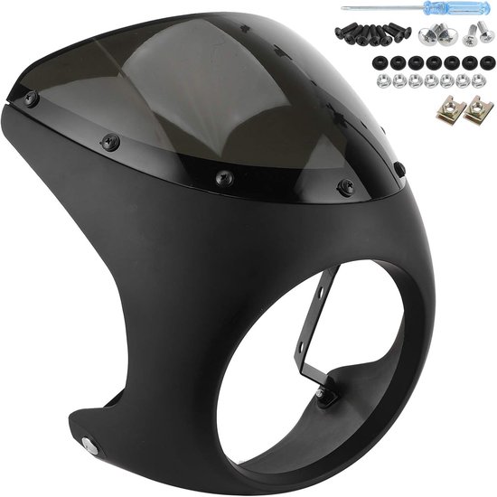 Koplamp Kuip Cover - Motor Windscherm - Comfortabel Rijden - Universele Pasvorm - 7 inch - Mat Zwart van Merkloos