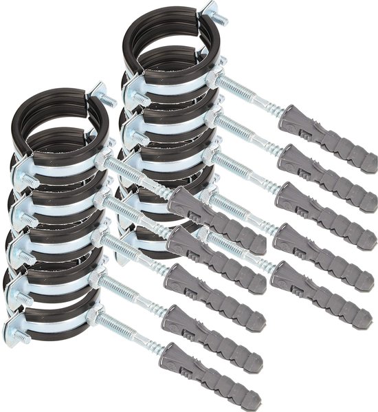 KOTARBAU 10 stuks buisklemmen, gegalvaniseerd staal, 1", zwart van Merkloos