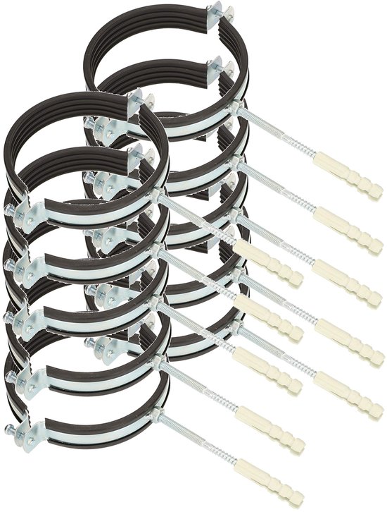 KOTARBAU 10 stuks slangklemmen, gegalvaniseerd staal, 5", zwart van Merkloos