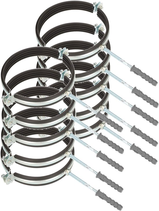 KOTARBAU 10 stuks slangklemmen, gegalvaniseerd staal, 6", zwart van Merkloos