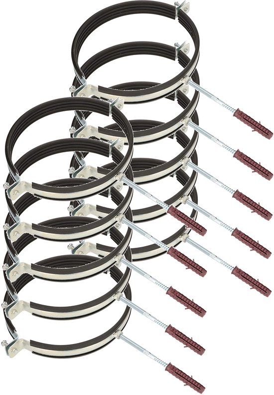 KOTARBAU 10 stuks slangklemmen, gegalvaniseerd staal, 8", zwart van Merkloos