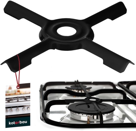 KOTARBAU® Gasfornuis Opzetstuk, Gaspit Verkleiner, Blech, 125x125 mm, Zwart, Gasfornuis Kruis, Universele, Gasfornuisverkleiner, voor Camping, Gaskookplaat, voor Kleine Pannen, Emaillering