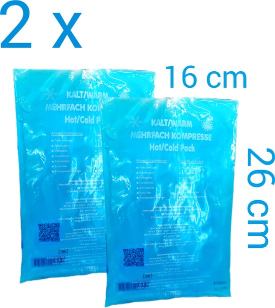 koud-warm kompres - 2 stuks - Hot-cold pack - 16 x 26 cm - 520 gr - Flexibel coolpack / icepack / gelpack voor bij blessures - Platte Koelelementen voor koeltas van Magnificos