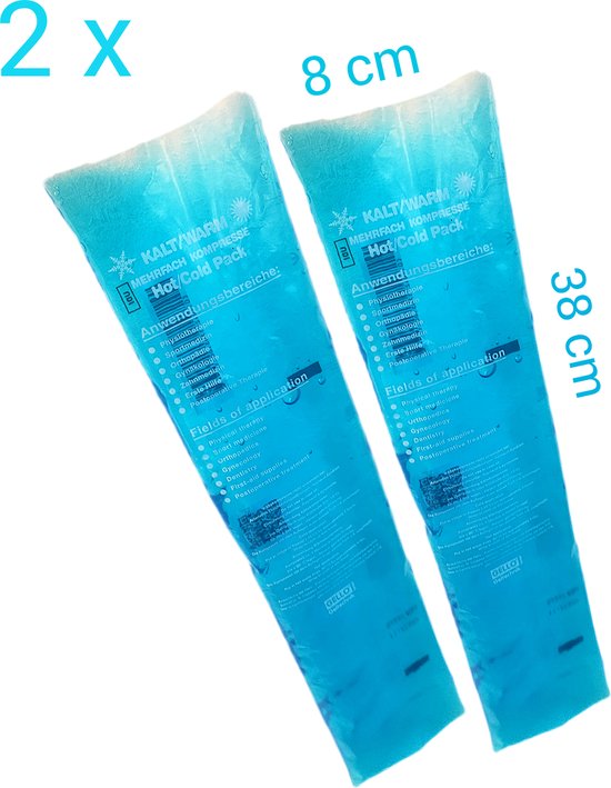 koud-warm kompres - 2 stuks - Hot-cold pack - 8 x 38 cm - Flexibel coolpack / icepack / gelpack voor bij blessures - Platte Koelelementen voor koeltas van Sissel