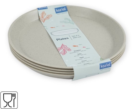 Koziol Plates Set of 4 205mm - Plastic Borden - 50% Recycled - Duurzaam - 20,5cm - 4 Borden - Camperen - Camping - Herbruikbaar - Vaatwasserbestendig - Magnetronbestendig - Picnic - Vakantie - Kinderborden - BBQ - Sustainability van Koziol