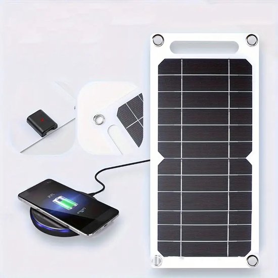 K&R Ventures® Draagbaar Zonnepaneel – Waterdichte Solar Oplader met USB – Voor Telefoons, Tablets & Powerbanks – Draagbare Zonne-Energie Oplader – Ideaal voor Kamperen, Reizen & Thuisgebruik van Merkloos