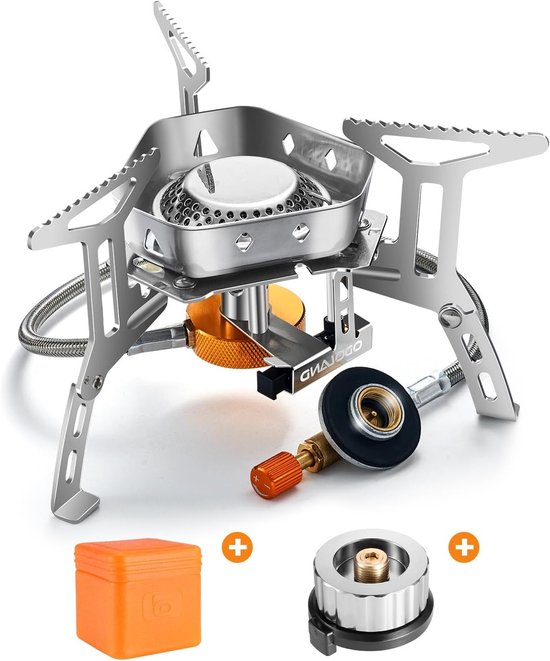 Krachtige 3500W Winddichte Camping Gasfornuis, Draagbare Opvouwbare Buitenfornuis met Piezo Ontsteking voor Koken, Picknicken en Wandelen