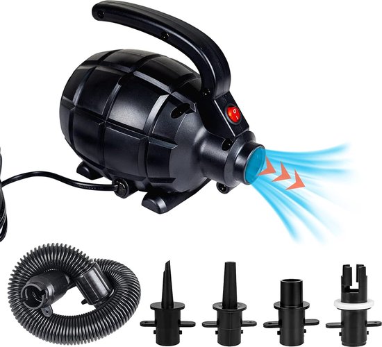 Krachtige elektrische luchtpomp - snel opblazen - opblaasbare bedden matrassen zwembaden - 4 mondstukken eurostekker van LifeGoods