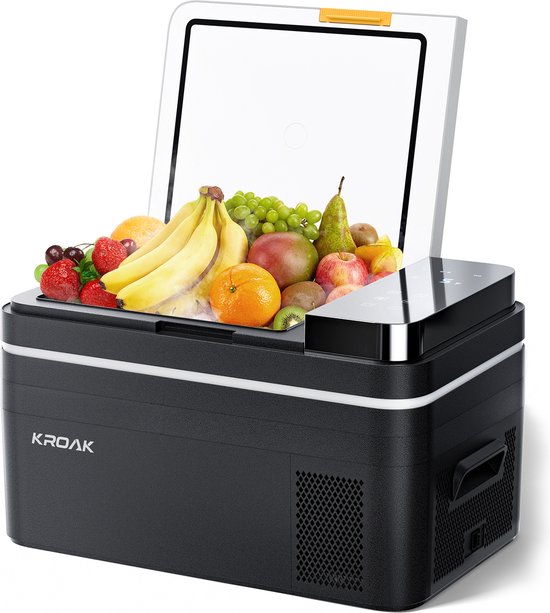 KROAK Elektrische Compressor Koelbox - 28L - Digitaal Touchscreen Display - DC 12V/24V & AC 230V - Temperatuurregeling -20°C tot 20°C van KROAK