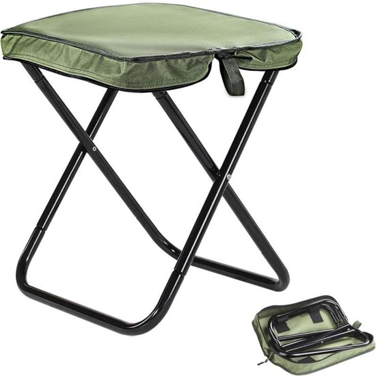 Kruk – Krukje – Opvouwbare Krukken – Campingkeuken – Draagbaar & Lichtgewicht Opvouwbaar Kruk voor Outdoor Activiteiten – Max. 150 kg Draagvermogen – Groen