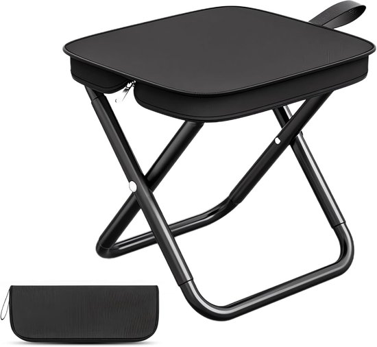 Kruk – Krukje – Opvouwbare Krukken – Campingkeuken – Draagbaar & Lichtgewicht Opvouwbaar Kruk voor Outdoor Activiteiten – Max. 150 kg Draagvermogen – Zwart – 1 Stuks van Merkloos