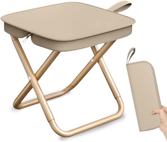 Kruk-Opvouwbare kruk - Opvouwbare kampeerkruk - Kleine draagbare stoel - Draagbare mini-vouwstoel - Lichtgewicht opvouwbare viskruk - Draagbare kampeerstoel- geschikt voor tuin, strand, wandelen, picknick (kaki) van Merkloos