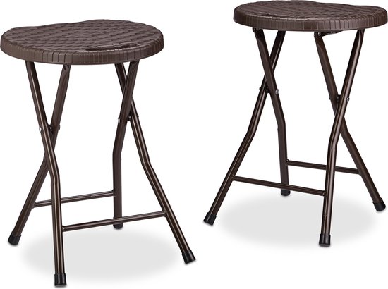 krukje inklapbaar BASTIAN - set van 2 - kunststof - binnen - buiten - 45 cm hoog - bruin van Merkloos