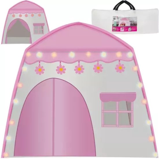 Kruzzel Kinder Speeltent met Lichtslinger - Veilig en Magisch - Roze-wit Ontwerp van Kruzzel