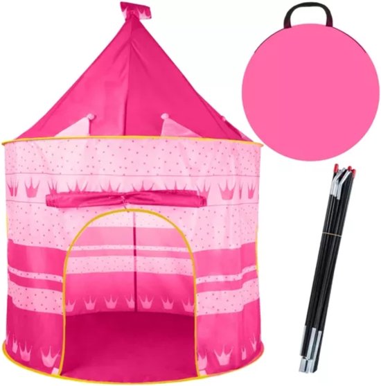 Kruzzel Koninklijke Tent voor Kinderen - Opvouwbaar en Veilig - 135x105 cm - Roze van Kruzzel