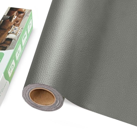 Kunstleer Reparatieset - Zelfklevende Pleisters - Meubels Opknappen - Water- en Krasbestendig - 40 x 200 cm - Grijs