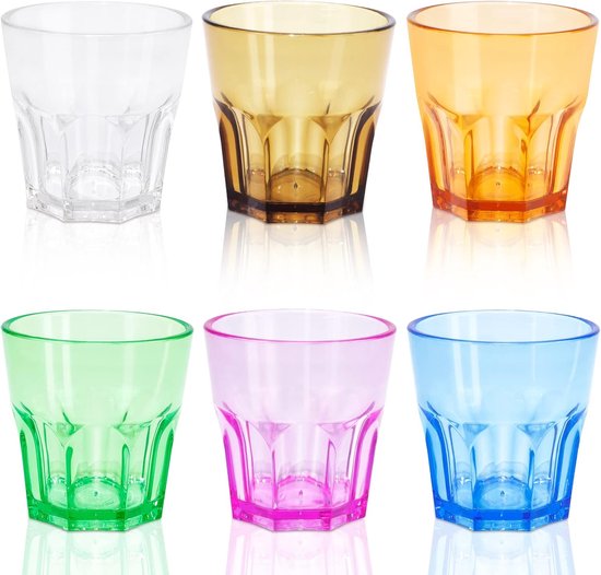 Kunststof Bekers - Kinderbekers Plastic - Feestjes en Camping - Onbreekbaar Stapelbaar - 160 ml 6 Stuks - Kleurrijk