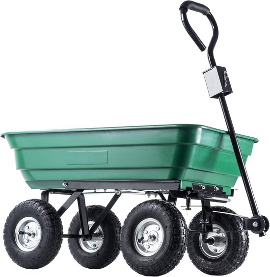 Kunststof Bolderkar met Kantelfunctie - 300 kg Draagkracht en Stabiele Transportwagen voor Tuin en Magazin van Merkloos