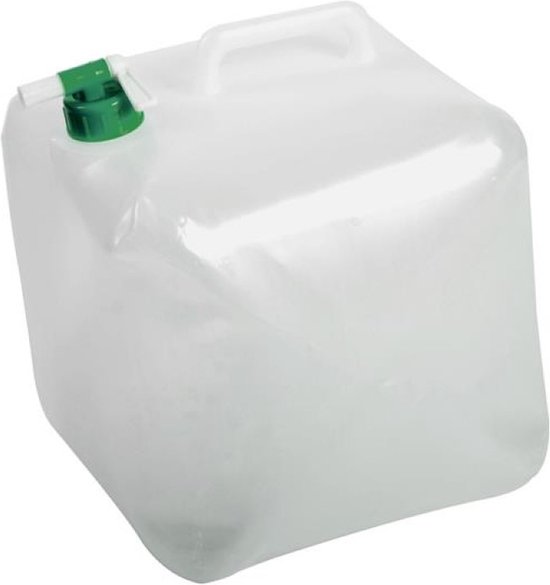 Kunststof camping watercontainer/jerrycan opvouwbaar voor drinkwater 25 x 25 x 25 cm - 15 liter van Herzberg.