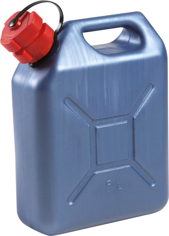 Kunststof jerrycan blauw voor brandstof L24 x B11 x H30 cm - 5 liter - benzine / diesel van Höfftech