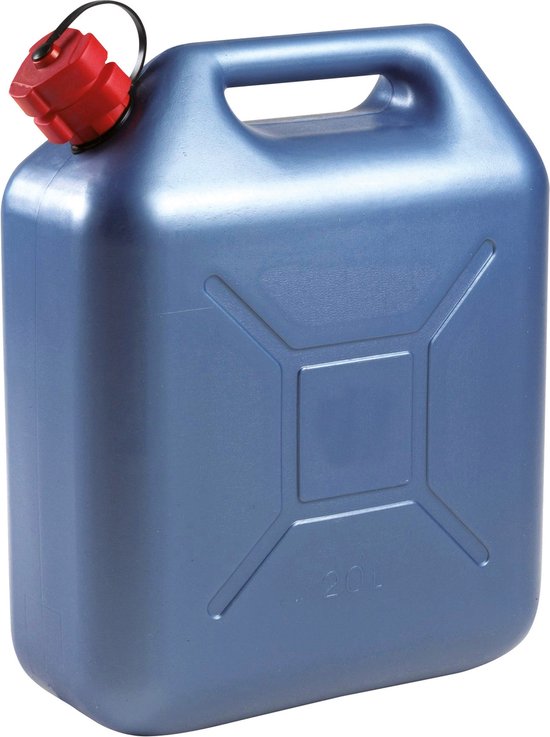 Kunststof jerrycan blauw voor brandstof L36 x B17 x H44 cm - 20 liter - benzine / diesel