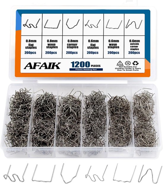 Kunststof Lasapparaat - Reparatieset Bumpers - Scheurreparatie Auto - 6 Soorten Nietjes - 0.6mm 0.8mm - Zilver van Merkloos