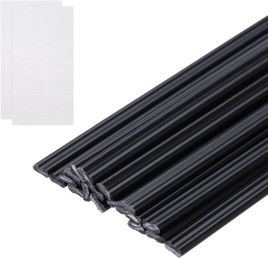 Kunststof Lasstaven - Reparatiestrips PP - Autobumper Reparatie - Inclusief Versterkingsgaas - 100 cm Lengte - Zwart