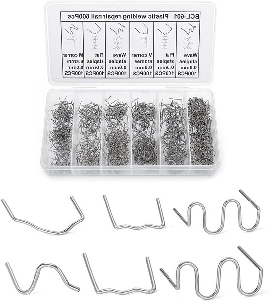Kunststof Reparatieset - Nietjes Lasklemmen - Kunststof Lassen - 3000 Stuks Set - 0.8 & 0.6 mm - Grijs