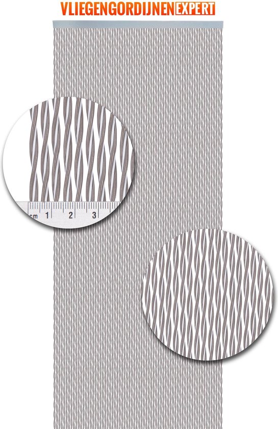 Kunststof vliegengordijn Monza wit-taupe 92x210 van CANDO