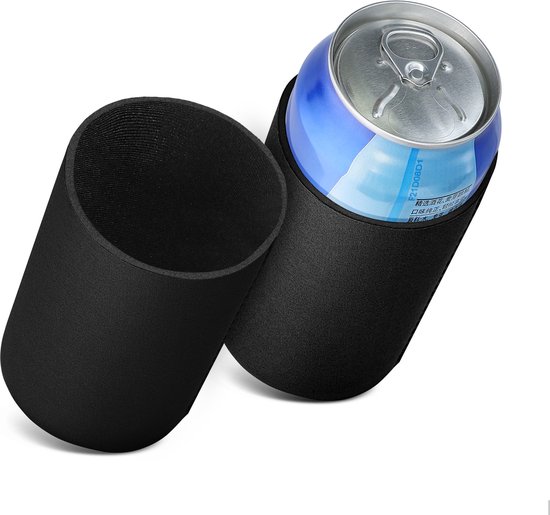 kwmobile 2x 330ml / 355ml Blik blikjeskoeler - Voor bier- en frisdrankblikjes - Koeler voor drankblikjes in zwart - 6,5 x 10 cm