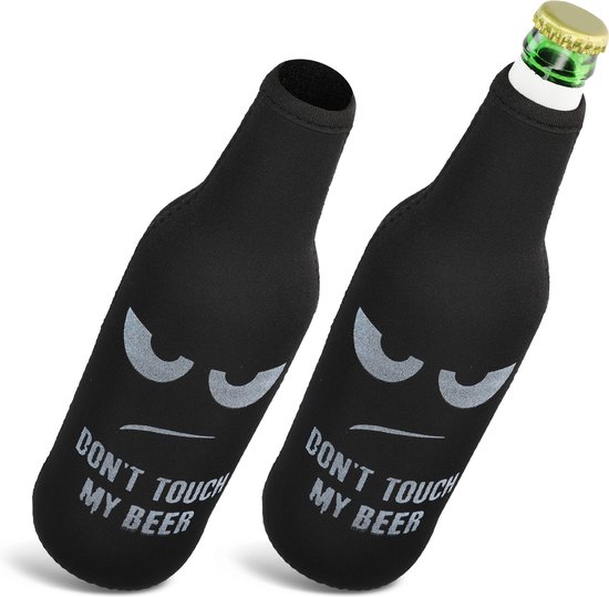 kwmobile 2x 500ml Can blikjeskoeler - Voor bier- en frisdrankblikjes - Koeler in wit / zwart - - Don't Touch my Beer design van kwmobile