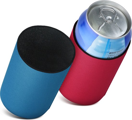 kwmobile 2x 500ml Can blikjeskoeler - Voor bier- en frisdrankblikjes - Koeler voor drankblikjes in rood / blauw van kwmobile