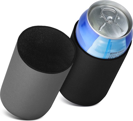 kwmobile 2x 500ml Can blikjeskoeler - Voor bier- en frisdrankblikjes - Koeler voor drankblikjes in zwart / grijs - van Merkloos